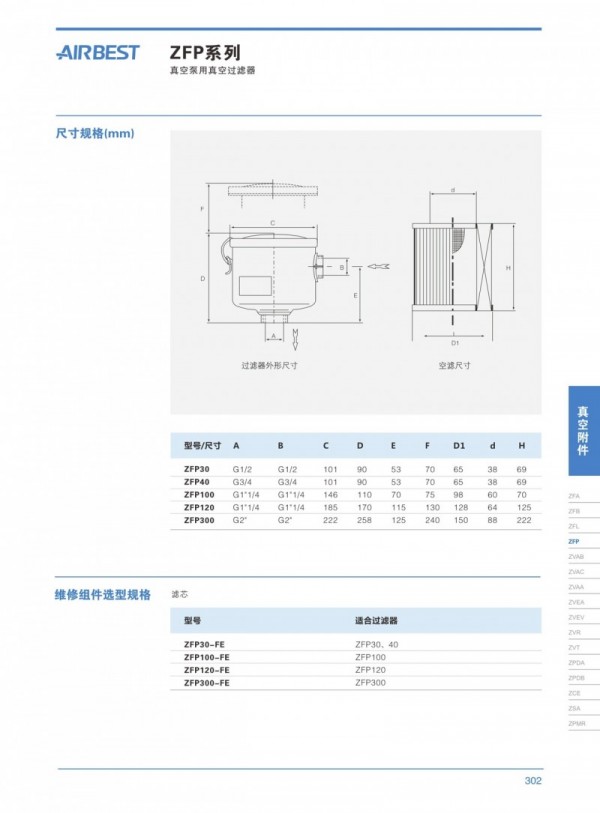 CAAP真空泵用真空过滤器 ZFP系列